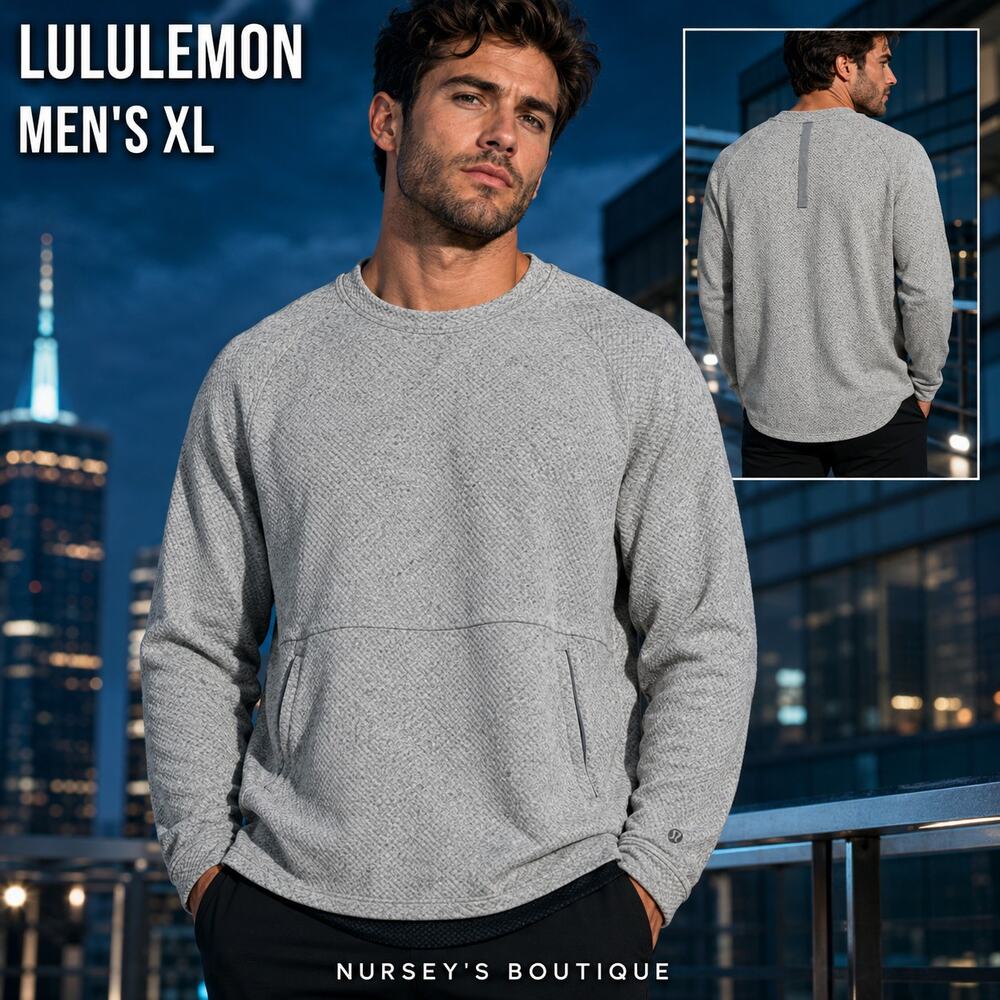 Lululemon Men’s At Ease Crew XL Gray Textured Pullover Sweatshirt